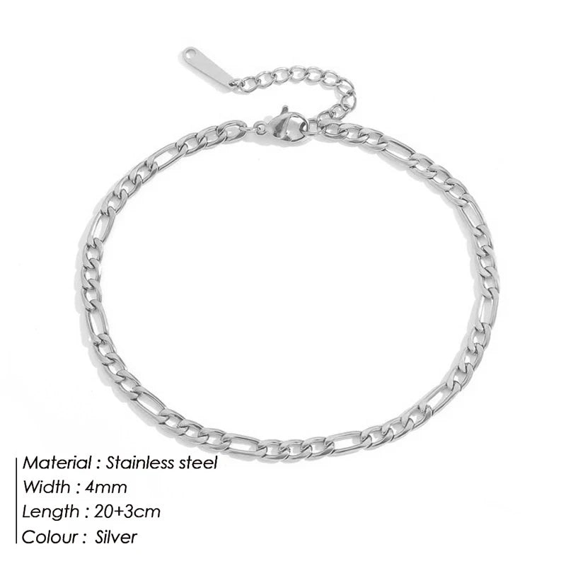 Modessie Franco Link Chain Anklets For Men Women Stainless Steel Foot Jewelry Leg Chain Ankle Cuban Chains